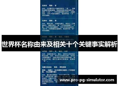 世界杯名称由来及相关十个关键事实解析
